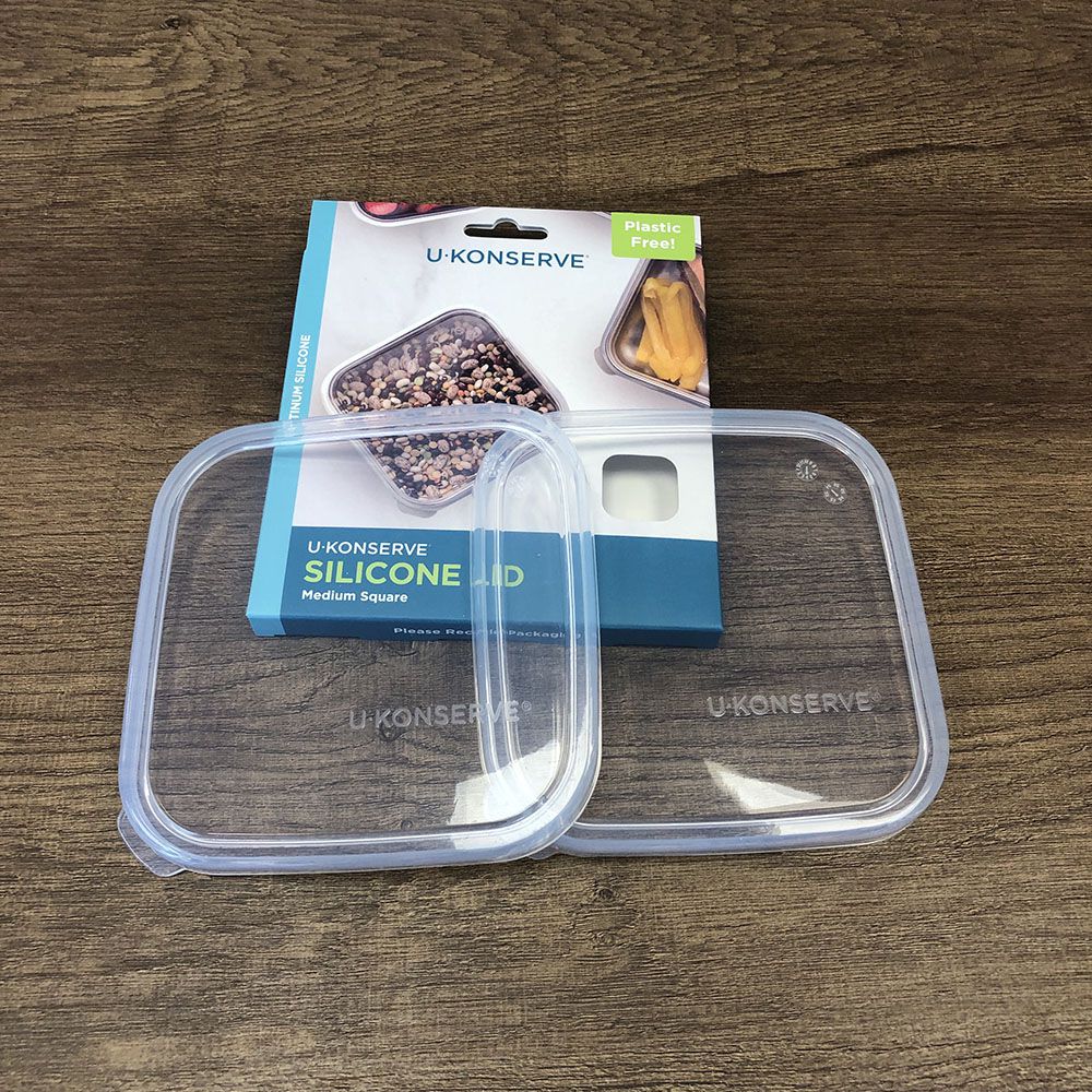 方形防漏鉑金級矽膠保鮮盒蓋 900ml-透明兩入組