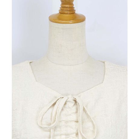 日本 BLUE EAST - 顯瘦氣質前綁帶長袖上衣-寶石藍