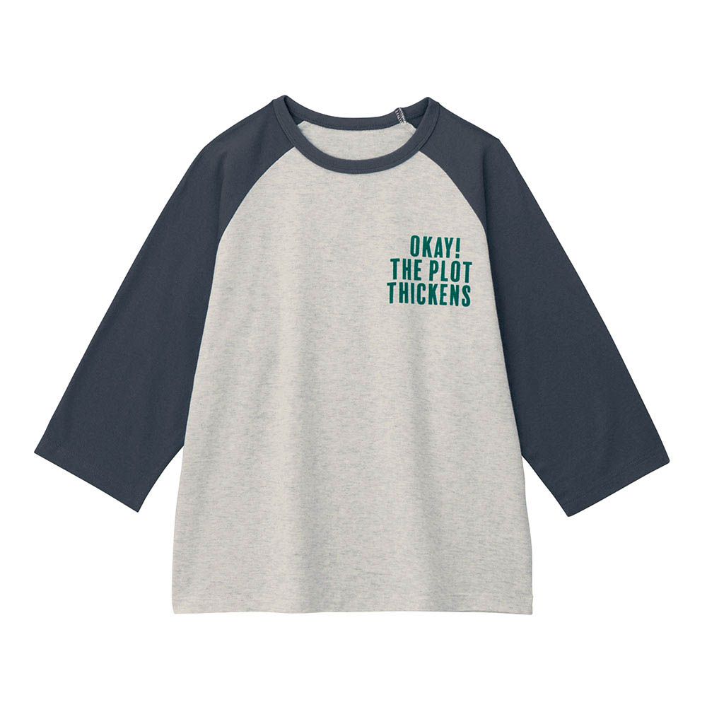 GITA 純棉印花七分袖上衣-胸前LOGO-淺灰X炭灰