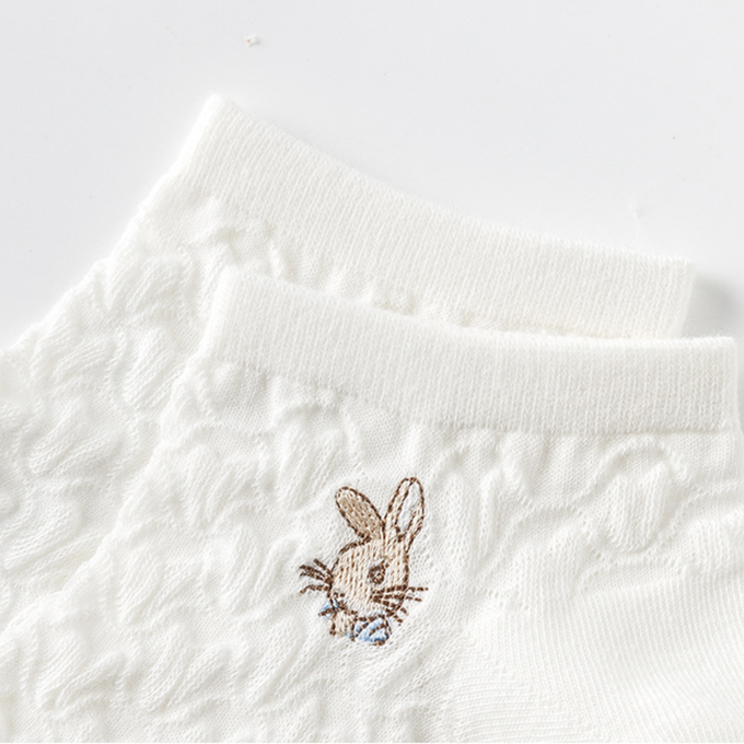 love, charlotte - 彼得兔聯名款嫩藍色系透氣輕薄短筒棉襪 (XXL (腳長22~24cm))-4 雙一組