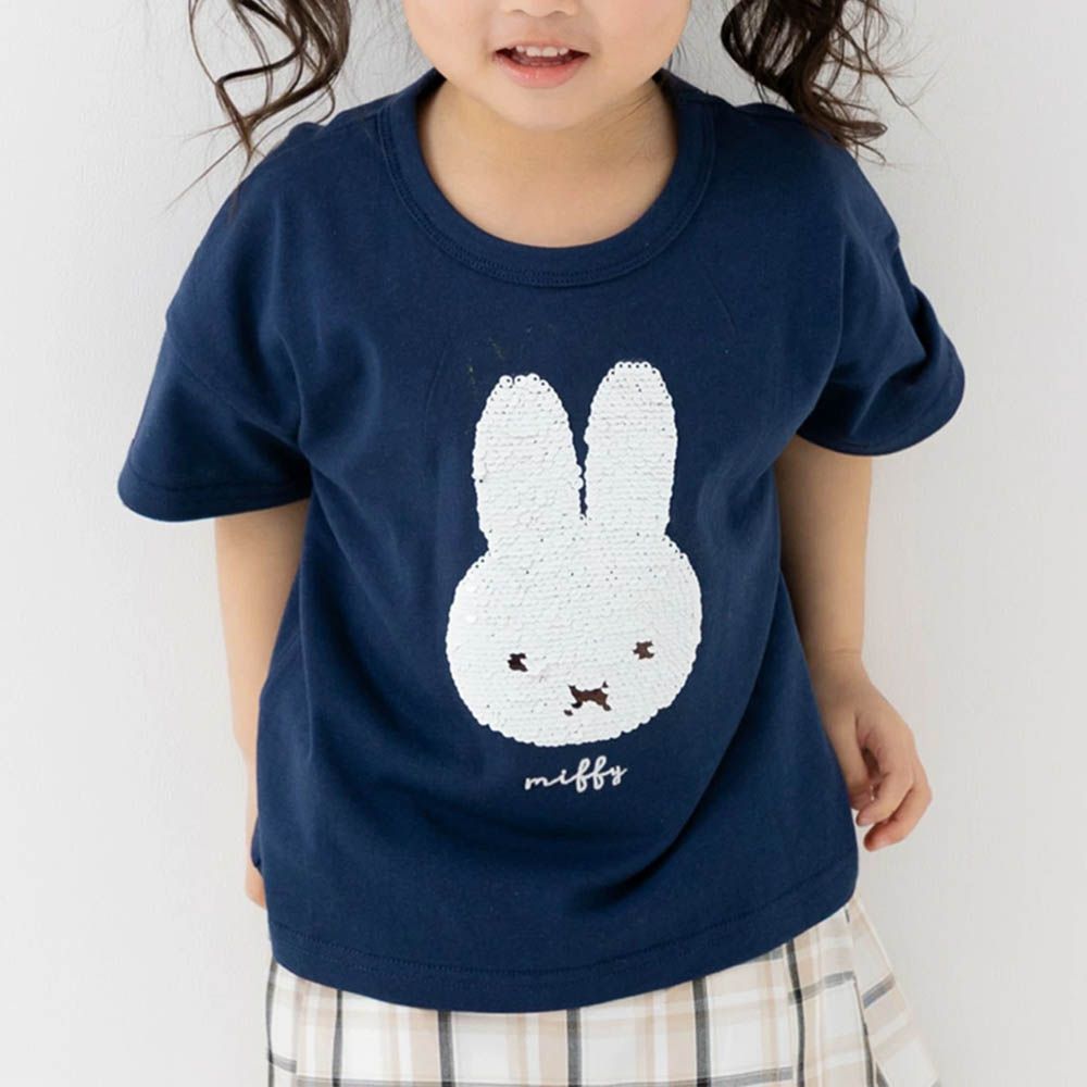 米飛兔限定短袖上衣-變色亮片-深藍