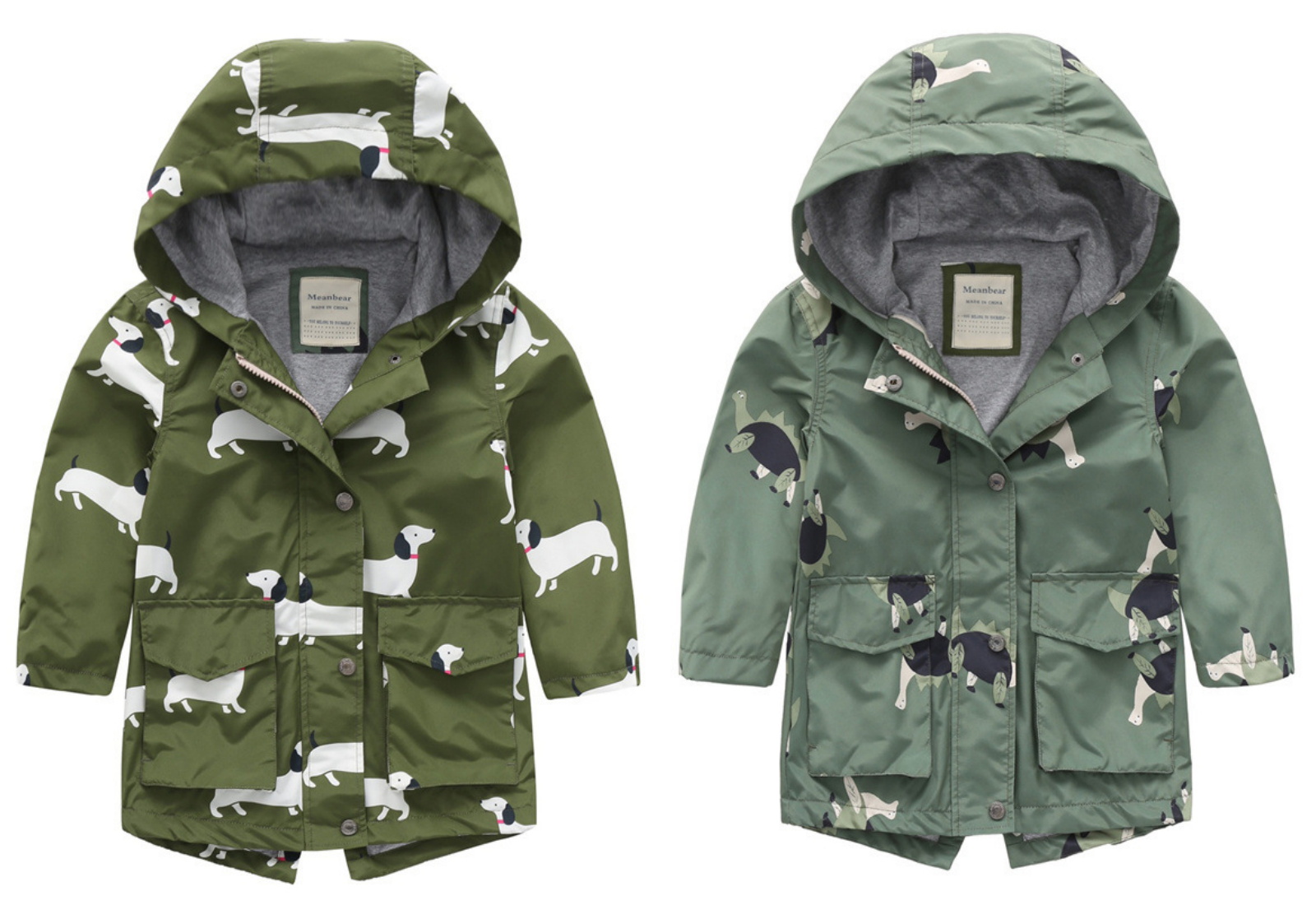 防風防雨中長款衝鋒外套-番茄