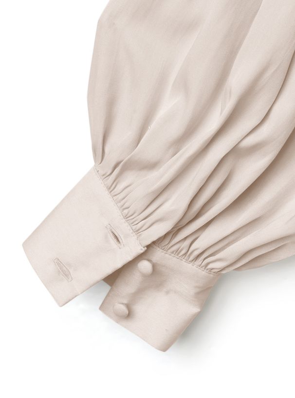 日本 GRL - 飄逸柔軟澎澎袖長版襯衫-奶油黃 (F)