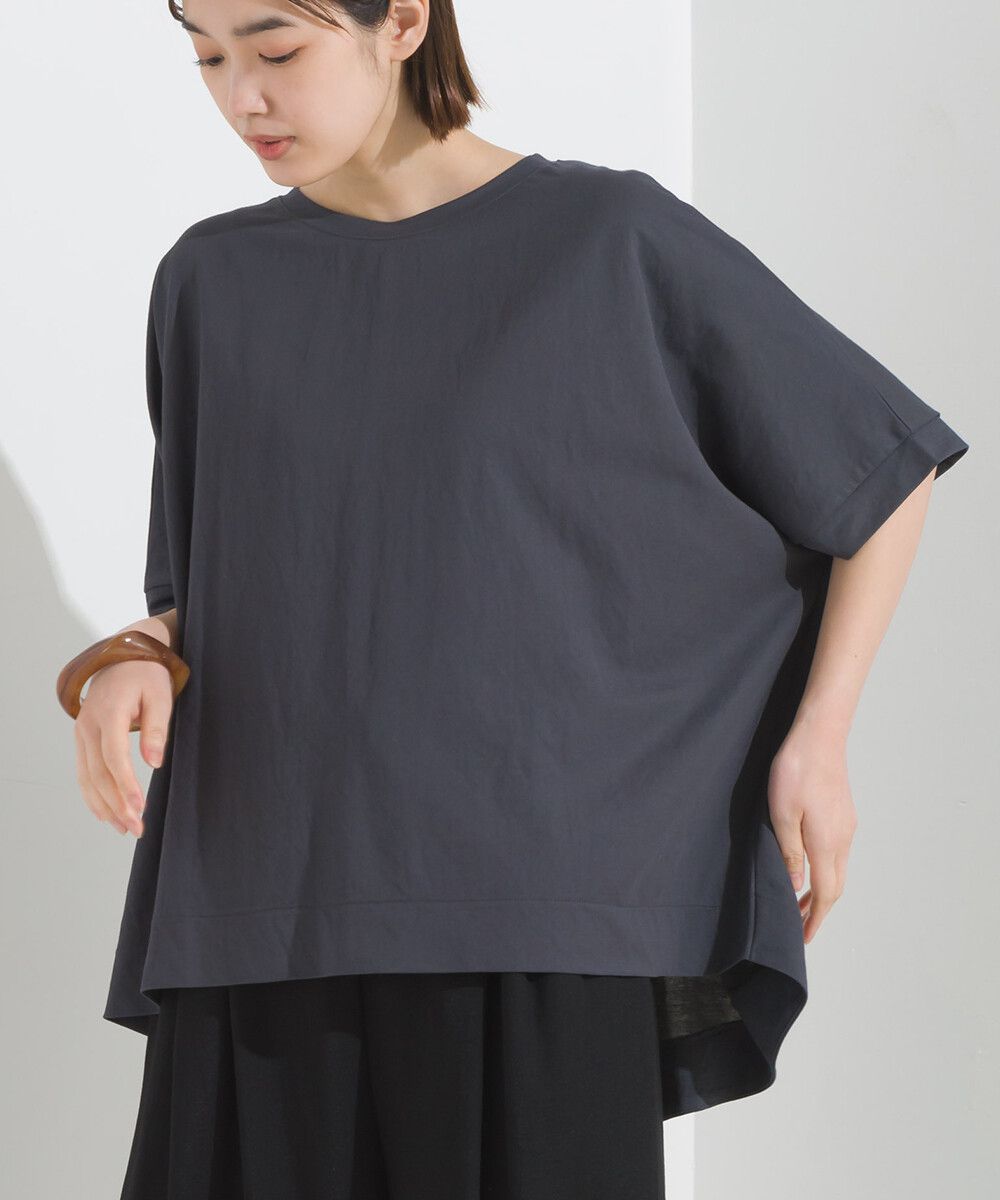 日本 OMNES - 涼感機能 嫘縈混落肩短袖上衣-白