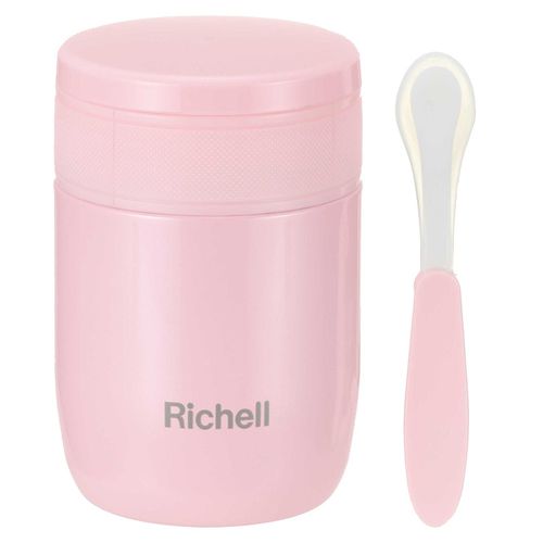 日本 Richell 利其爾 - 不鏽鋼真空保溫罐-蜜桃粉-350ml