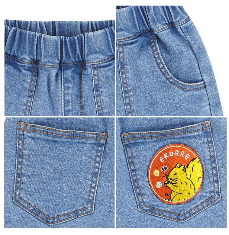 韓國 HEJMINI - 縫線大口袋3分牛仔短褲-藍