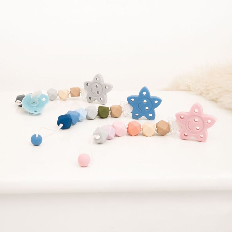 英國 JoJo Maman BeBe - 嬰幼兒矽膠玩具鍊/奶嘴鍊-甜美粉