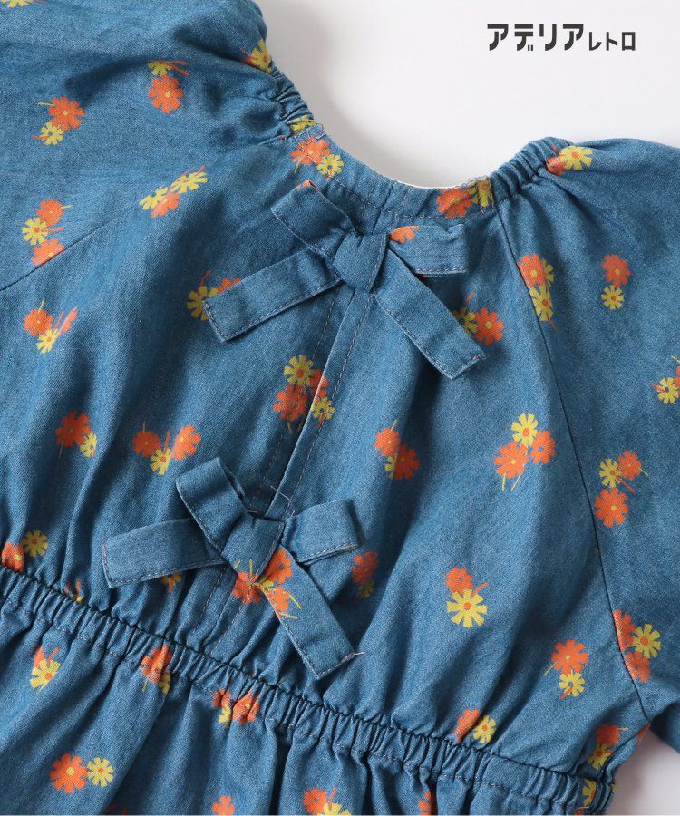 日本 apres les cours - 聯名款 背後蝴蝶結夢幻Ａ字洋裝-粉底小花