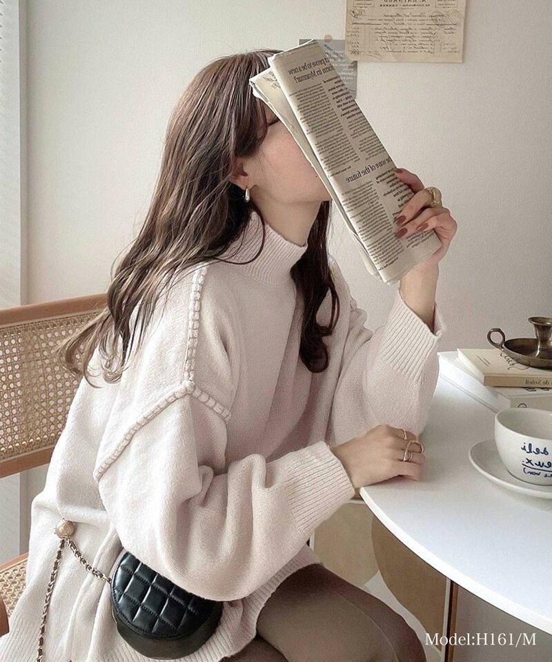 日本 Classical Elf - 復古粗縫線針織毛衣-肉桂橘