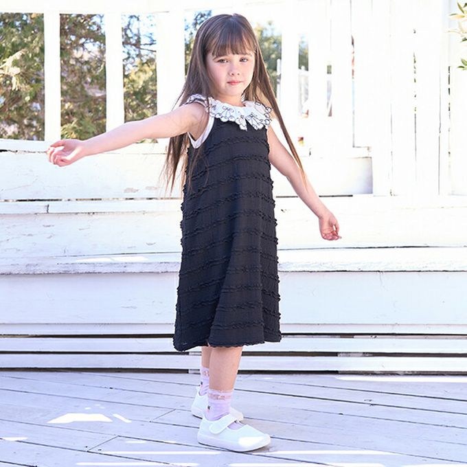 日本 Lycee mine - 度假感層次蕾絲吊帶洋裝-粉橘