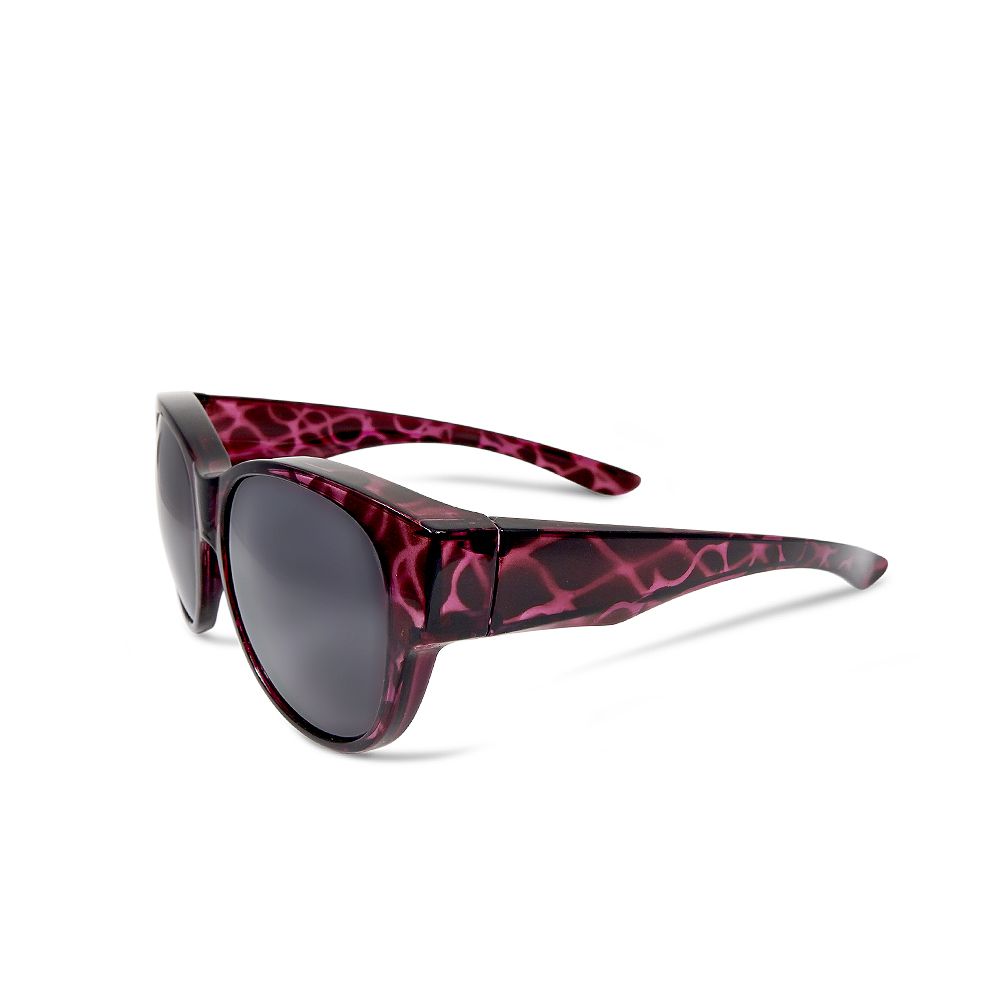 ALEGANT - 優雅暗藍紫色豹紋全罩式偏光墨鏡│外掛式UV400太陽眼鏡包覆套鏡│車用太陽眼鏡│近視可戴外掛寶麗來墨鏡