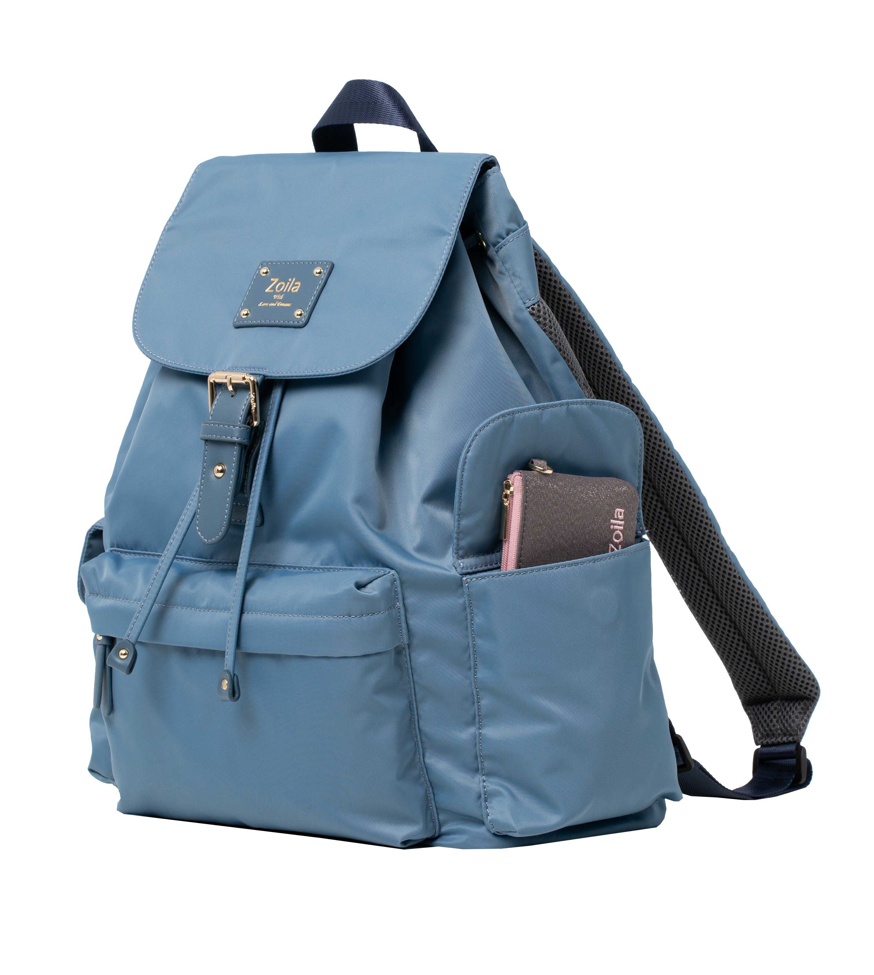 Zoila - 風格束口後背包-寧靜藍(大)-輕量美型媽媽包