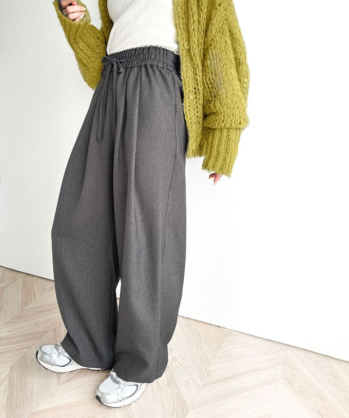 日本 Classical Elf - 成熟率性寬版鬆緊長褲-炭灰