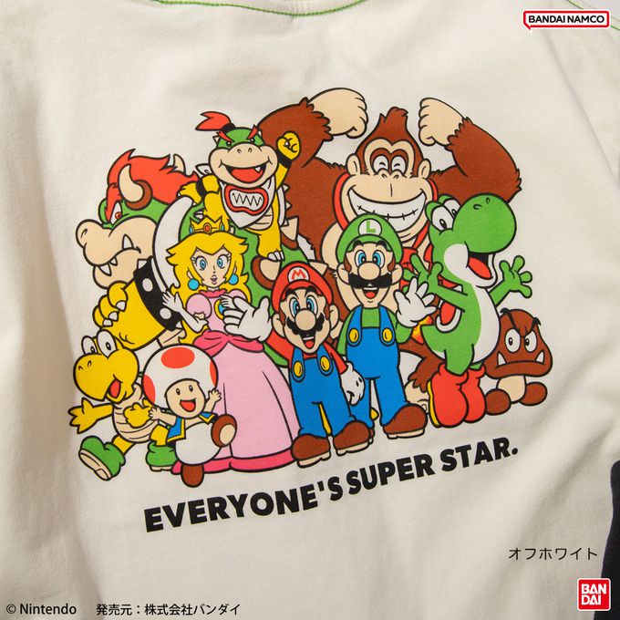 日本 BRANSHES - 瑪利歐限定聯名短袖上衣-SUPER MARIO-炭黑