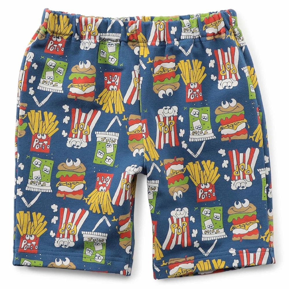 DAISUKI 可愛印花短褲-薯條飲料-海軍藍