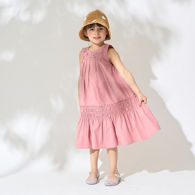 日本 Lycee mine - 甜美蝴蝶結分層無袖洋裝-白