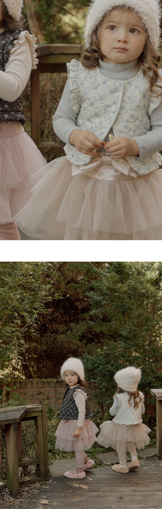 韓國 Puellaflo - 冬日溫暖印花絎縫背心-藍花