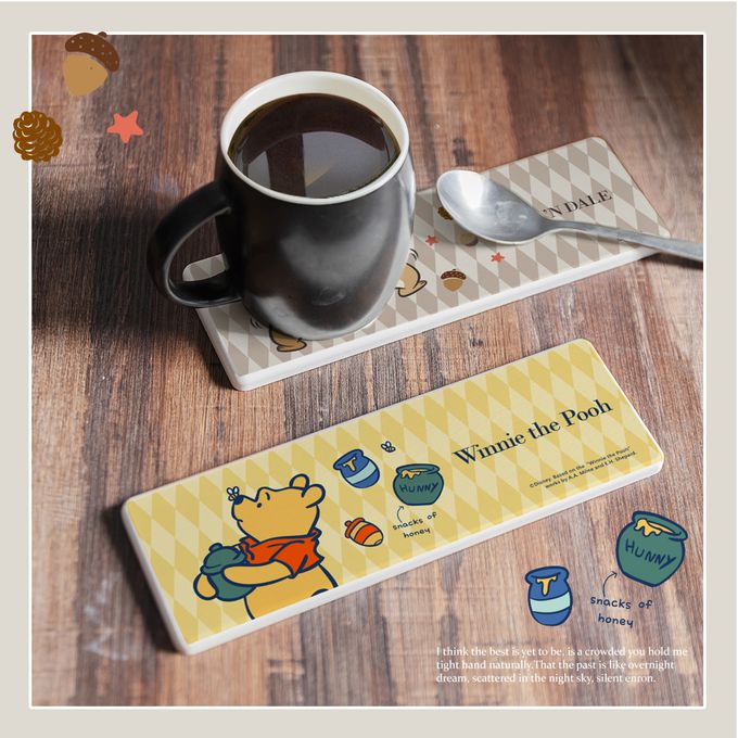 收納王妃 - 迪士尼 Disney 菱格系列【菱格維尼】珪藻土吸水洗漱墊 吸水墊 杯墊24x8x0.9cm