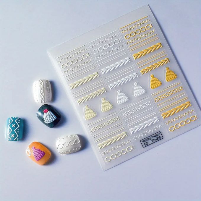 台灣 Cosplus 光妍 - nido mini 立體貼紙-針織毛衣毛帽&編織刺繡條紋(4款可選)