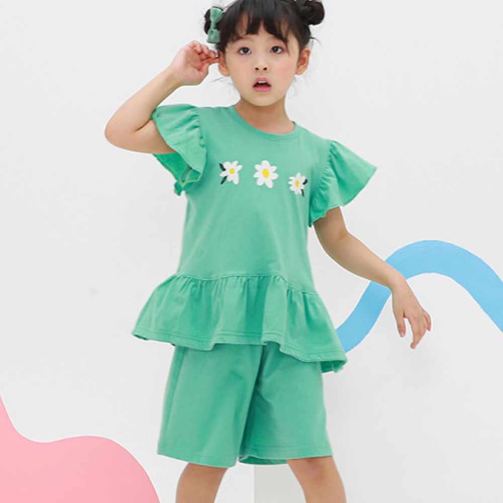 韓國 Ppippilong - 無螢光棉舒適寬版套裝-三朵小雛菊