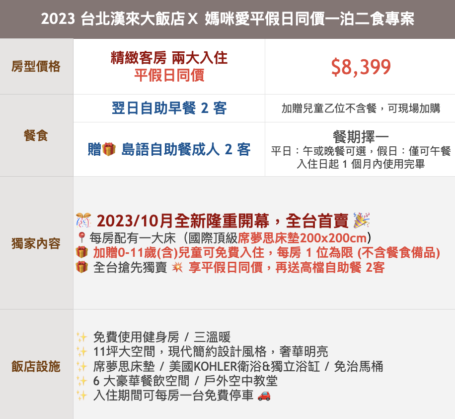 媽咪愛全台獨家首賣 ★【台北漢來大飯店】 一泊二食