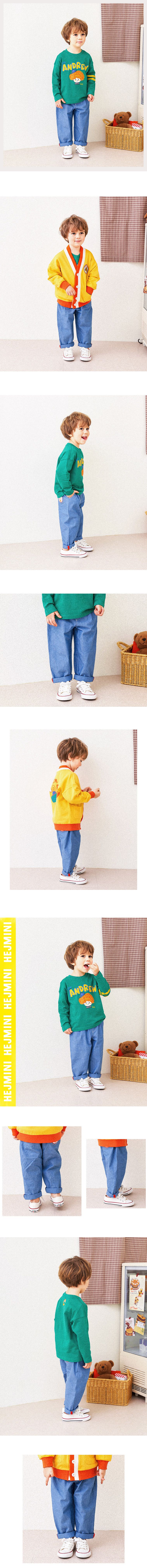 韓國 HEJMINI - 搖滾爆米花口袋丹寧褲-藍