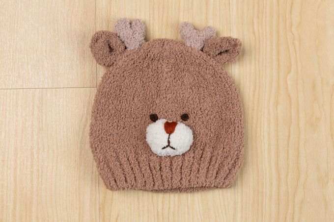 akachan honpo - 毛茸茸針織帽-企鵝-灰色