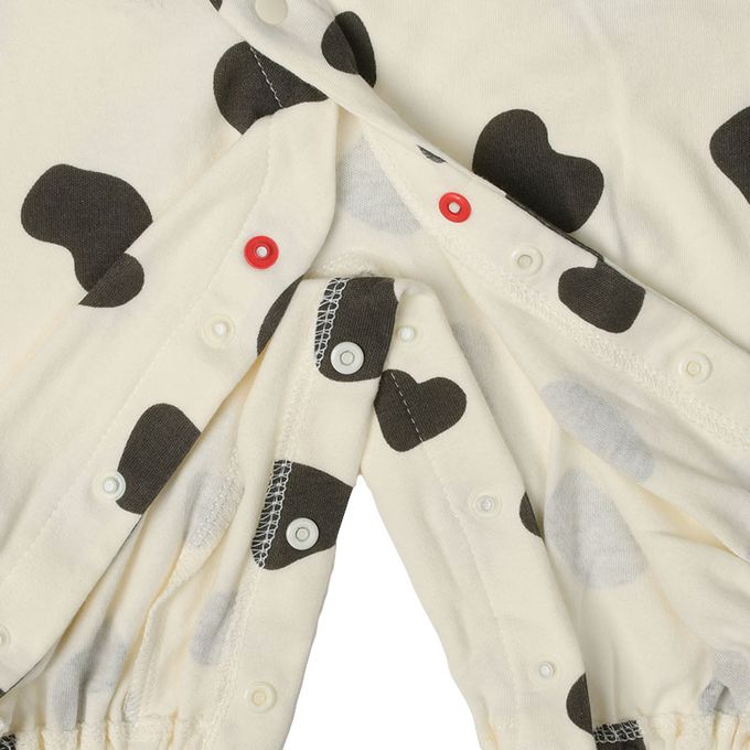 akachan honpo - 長袖造型連身衣-附帽子 牛-米白色 (50~60cm)