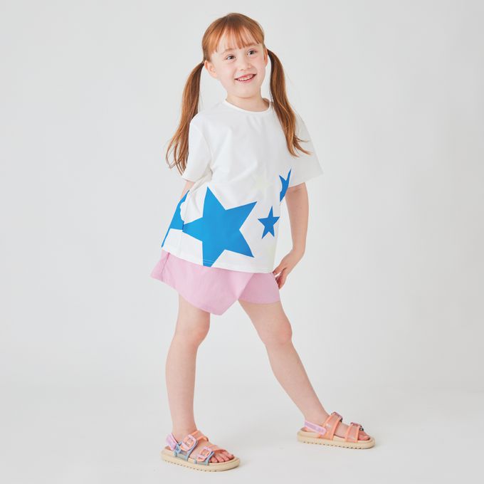 日本 evercloset - 速乾抗UV 神奇變色星星T恤-粉紅