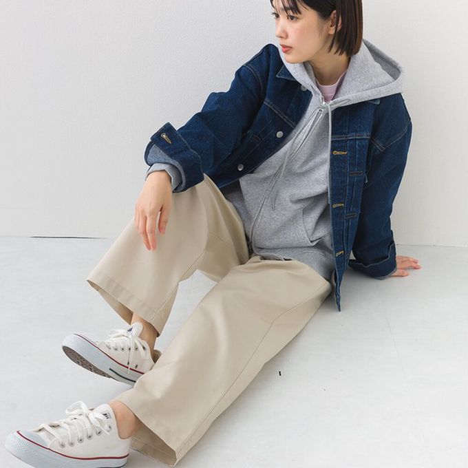 日本 OMNES - 率性感打褶後鬆緊高腰寬褲-黑