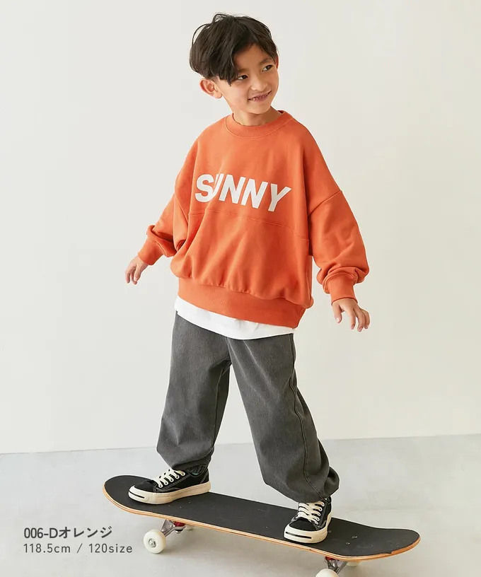 日本 devirock - 英文LOGO寬鬆感落肩長袖大學T-灰粉