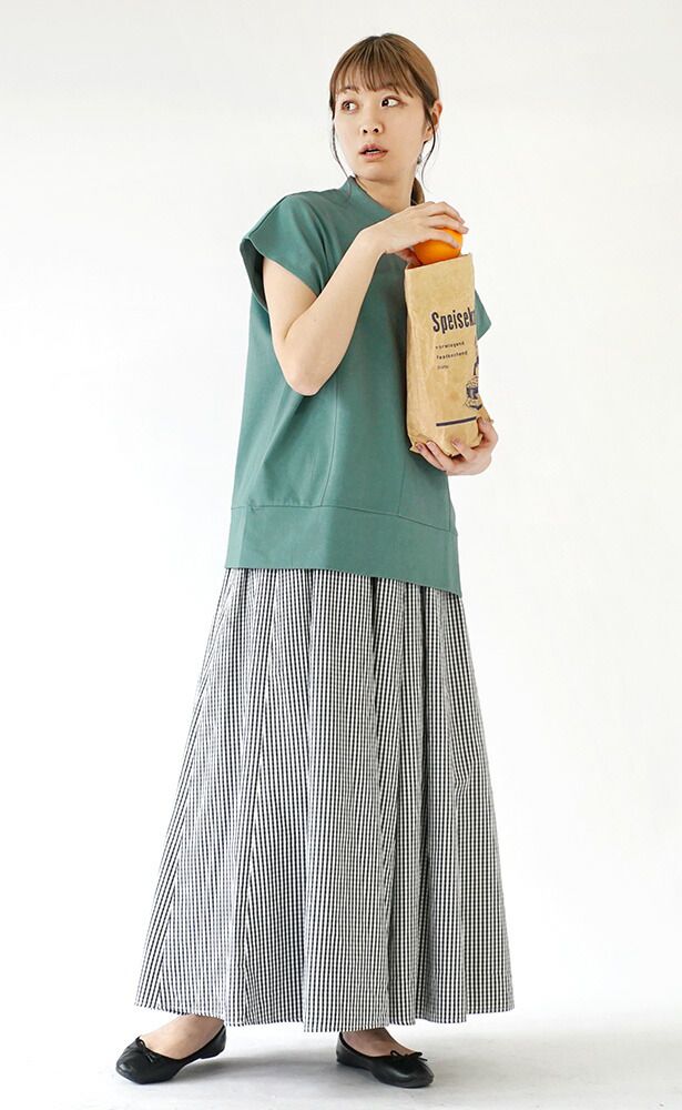 日本 zootie - 100%棉 厚磅顯瘦剪裁短袖上衣-祖母綠