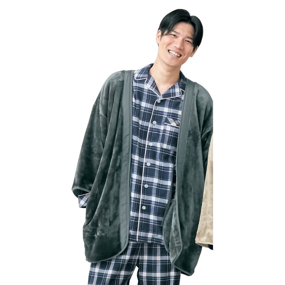 日本千趣會 - (大人) 長柔毛舒適保暖家居外套-深灰
