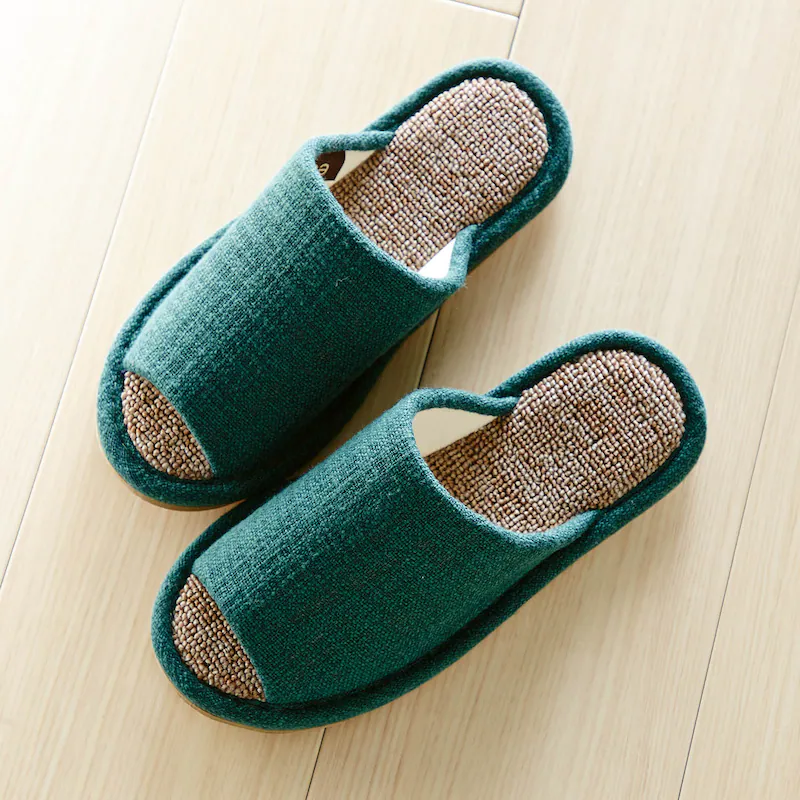 日本千趣會 - 透氣棉麻質感室內拖鞋-黃