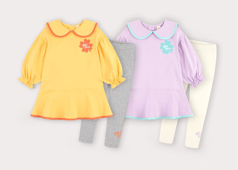 韓國 HEJMINI - 幸運草網紗拼接洋裝-粉紅