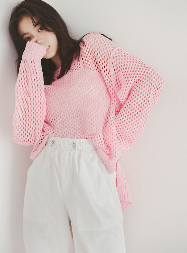 日本 GRL - 時尚鉤針洞洞罩衫/上衣-黃 (F)