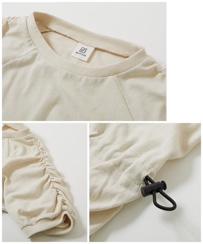 日本 devirock - 少女時尚縮腰泡泡袖洋裝-象牙白