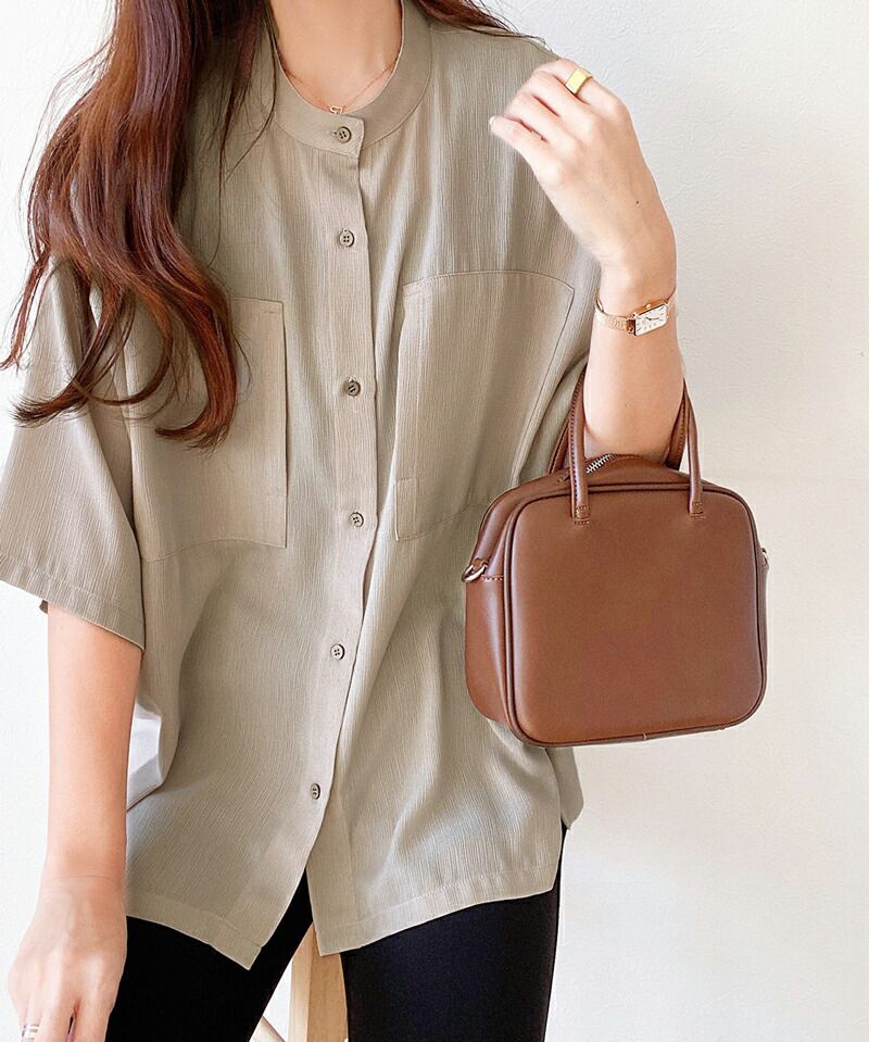 日本 Classical Elf - 楊柳皺縮微透膚短袖襯衫/薄外套-沙杏