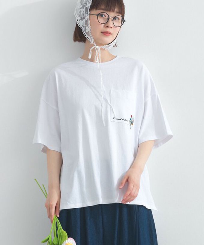 日本 Lupilien - 16OE天竺棉 俏皮刺繡五分袖上衣-彈吉他-卡其