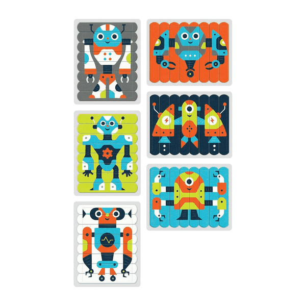 美國 mudpuppy - 排排拼圖棒-幾何動物-24片