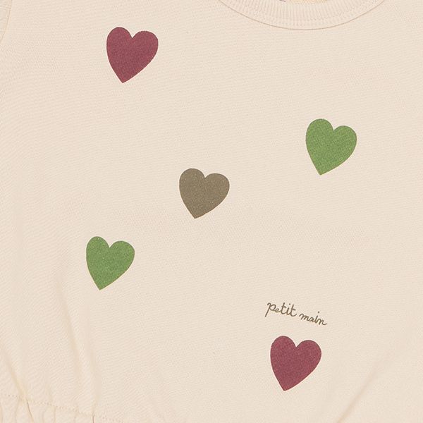 日本 petit main - 可愛女孩純棉長袖上衣-愛心-藍