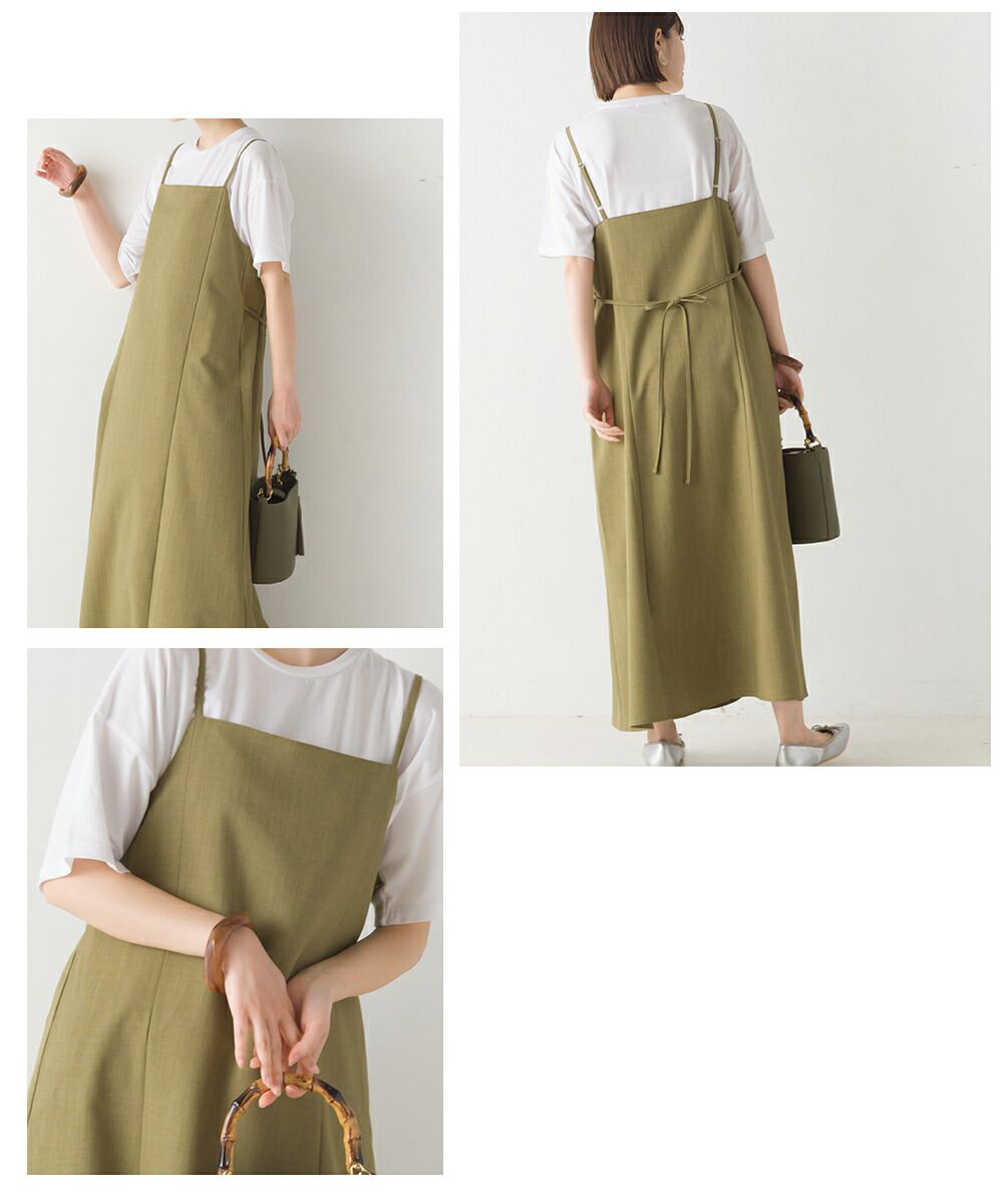 日本 OMNES - 百搭簡約綁帶吊帶裙-經典黑