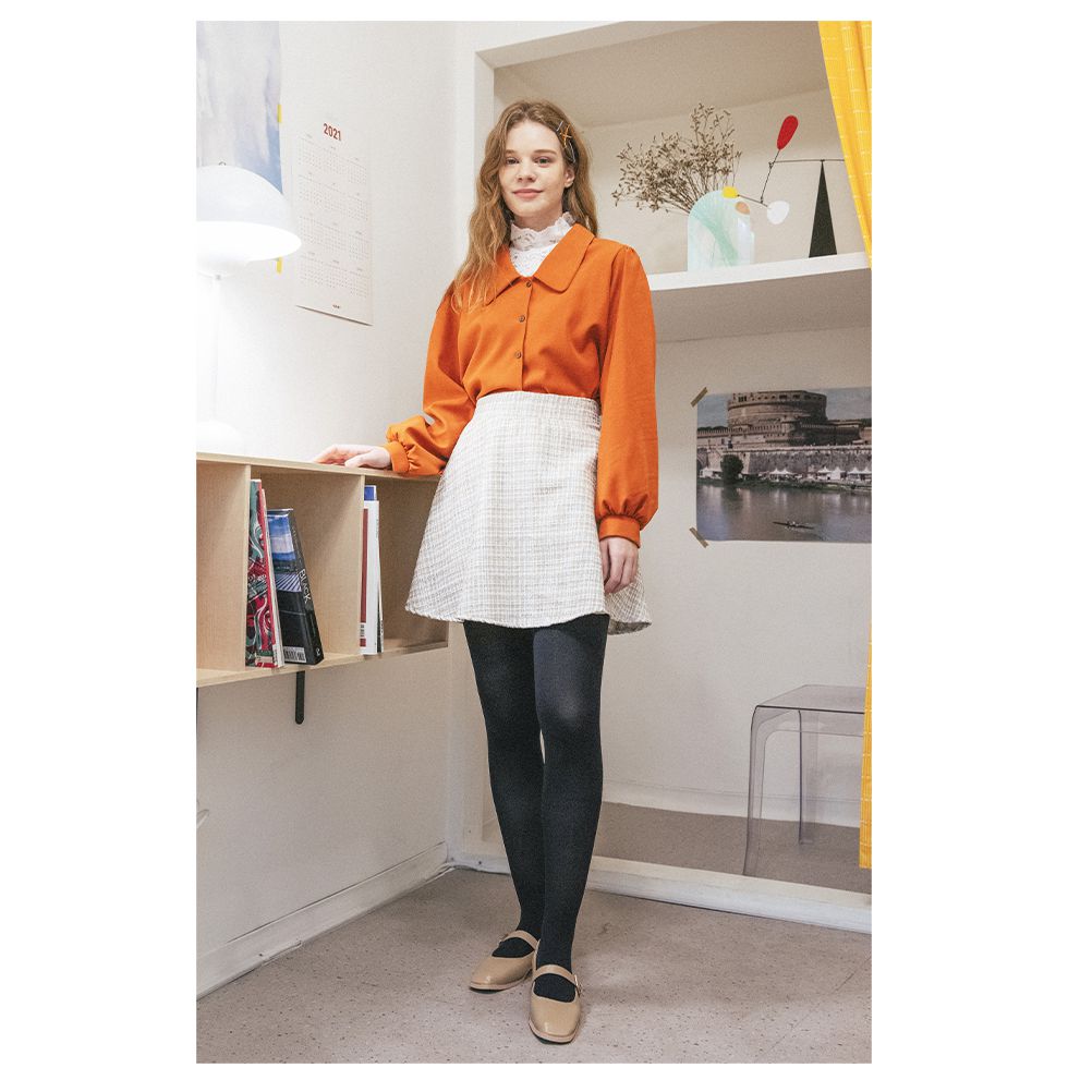 韓國 SOUP - 低領泡泡袖襯衫-薄荷綠 (Free)