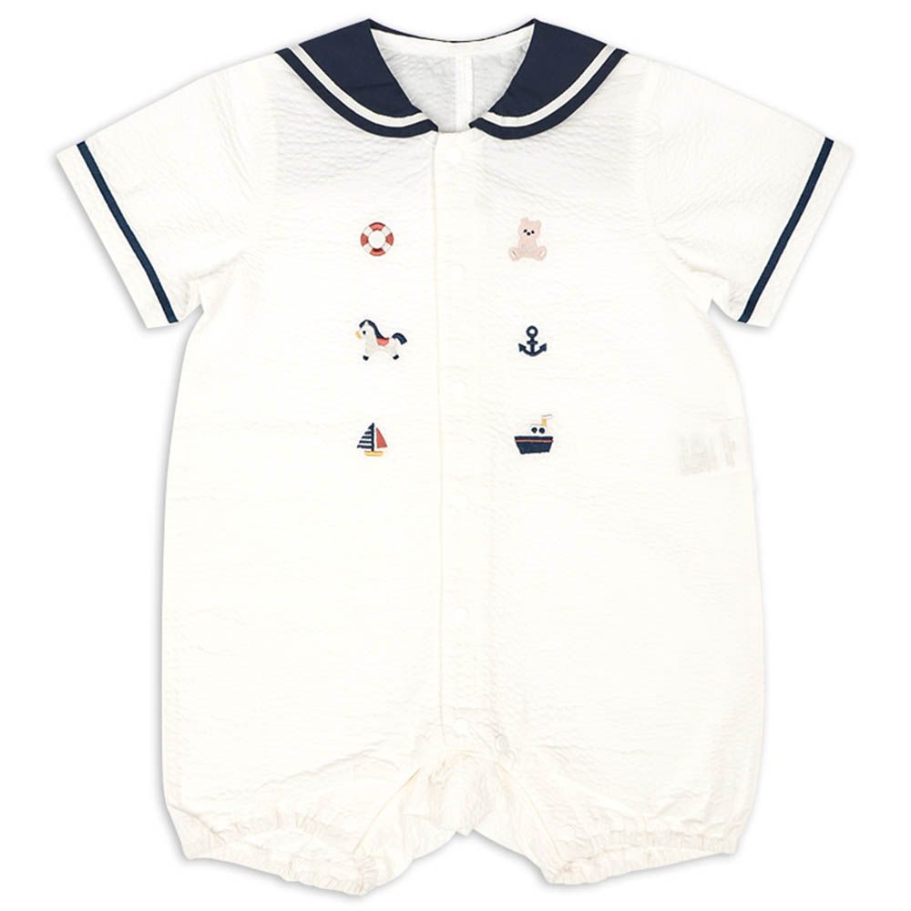 短袖兔裝-平織-深藍色