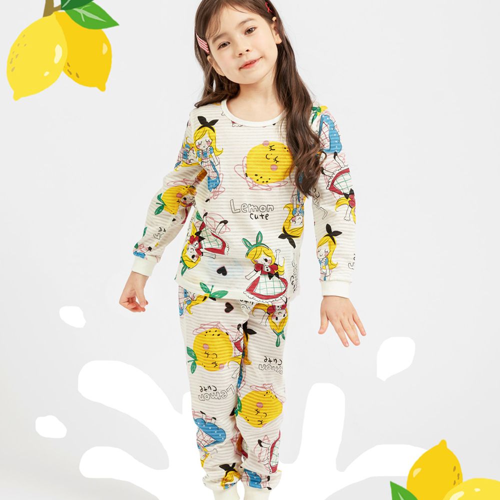 韓國 Mellisse - 韓製輕薄透氣9分袖家居服(無螢光棉)-檸檬女孩