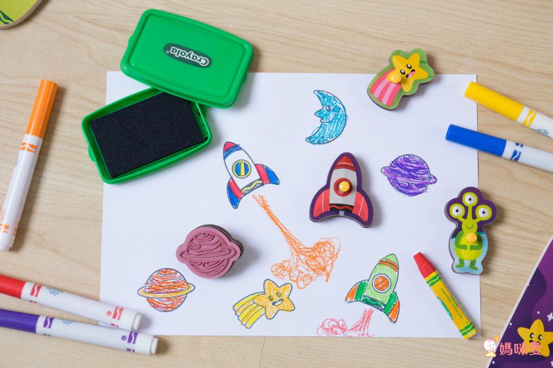 Crayola繪兒樂 - 早教創意啟蒙趣味蓋印塗鴉木拼圖-太空探險-【獨家送】Crayola質感收納袋