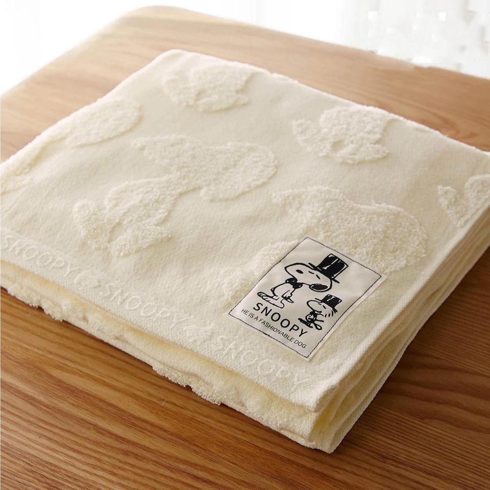 日本千趣會 - 史努比 日本製今治純棉浴巾-立體剪影-米 (60x120cm)