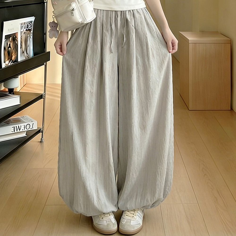 柔軟舒適顯瘦花苞裙褲-灰