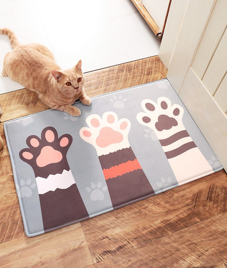 柔軟短絨海綿腳踏墊-萌貓背影