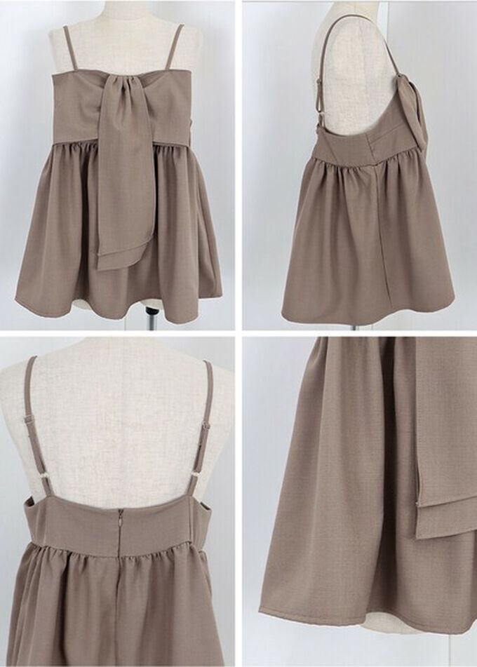 日本 BLUE EAST - 亮眼可愛蝴蝶結細肩帶上衣-黑